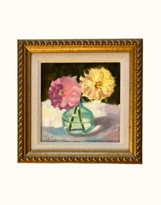 Double Dahlia - Framed Giclee Print, Made to Order
