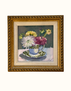 Dahlia in Ironstone - Framed Giclee Print, Made to Order