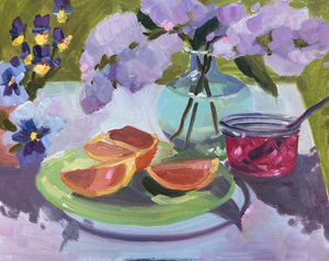 Lilacs with Depression Green Glass