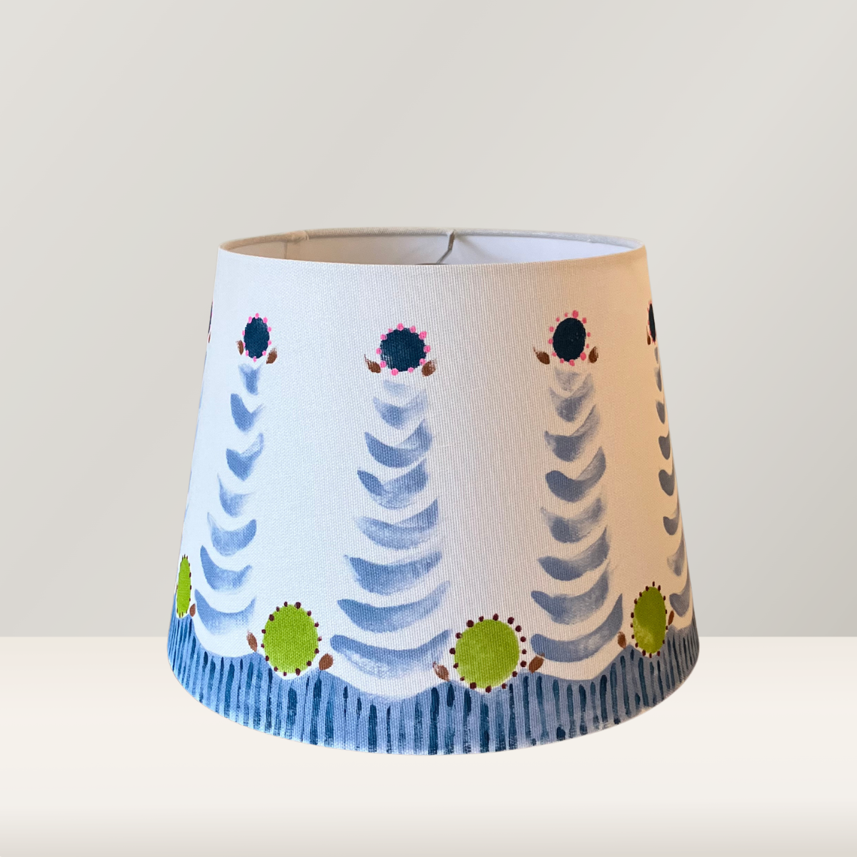 Handpainted Table Lamp Shade - Geometric in Blue