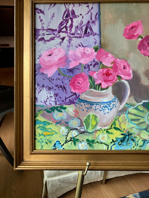 Ranunculus and Yangzhou Toile