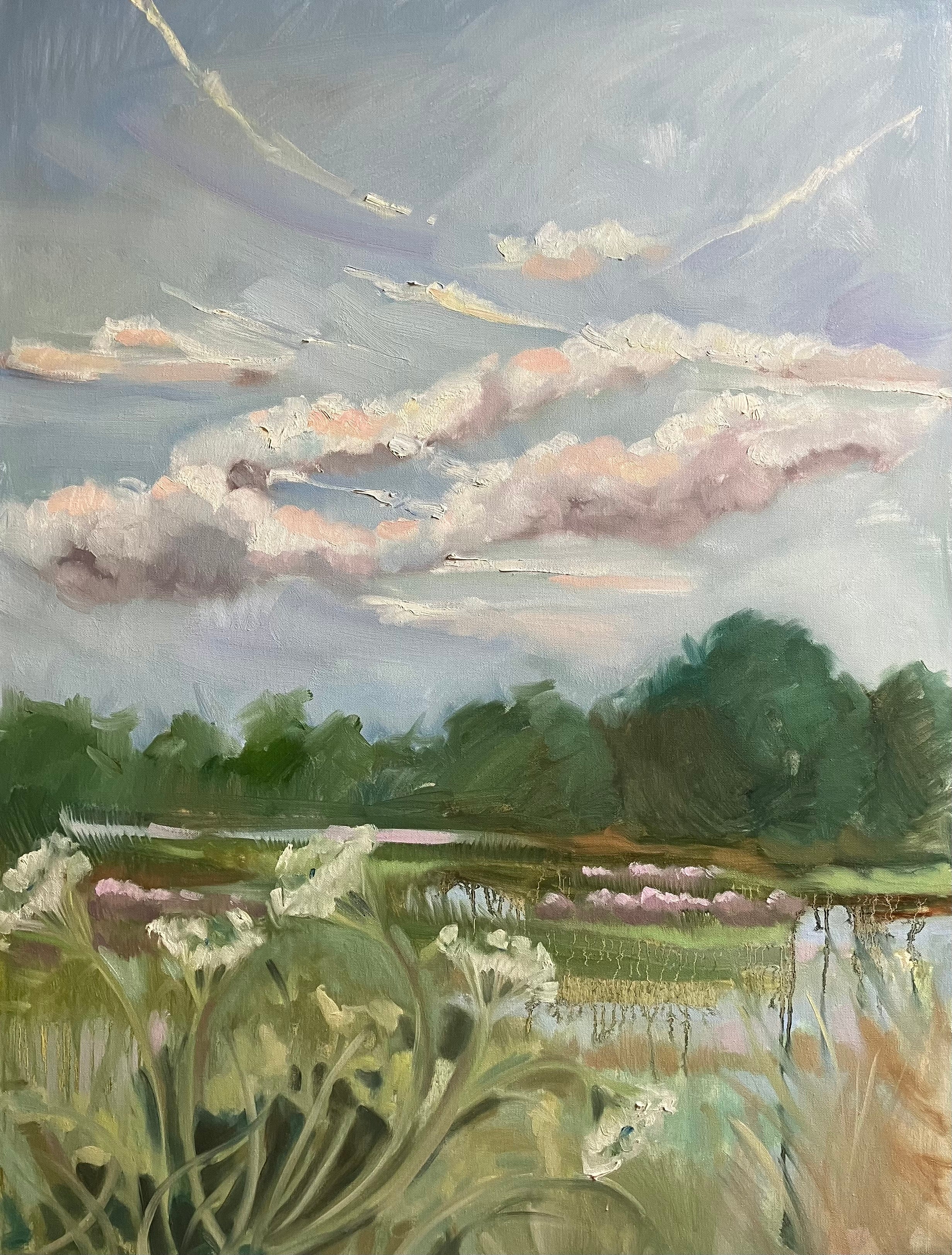 Spring Fields After April Showers Original Oil Painting