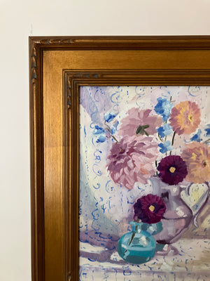 Dahlias in Silver