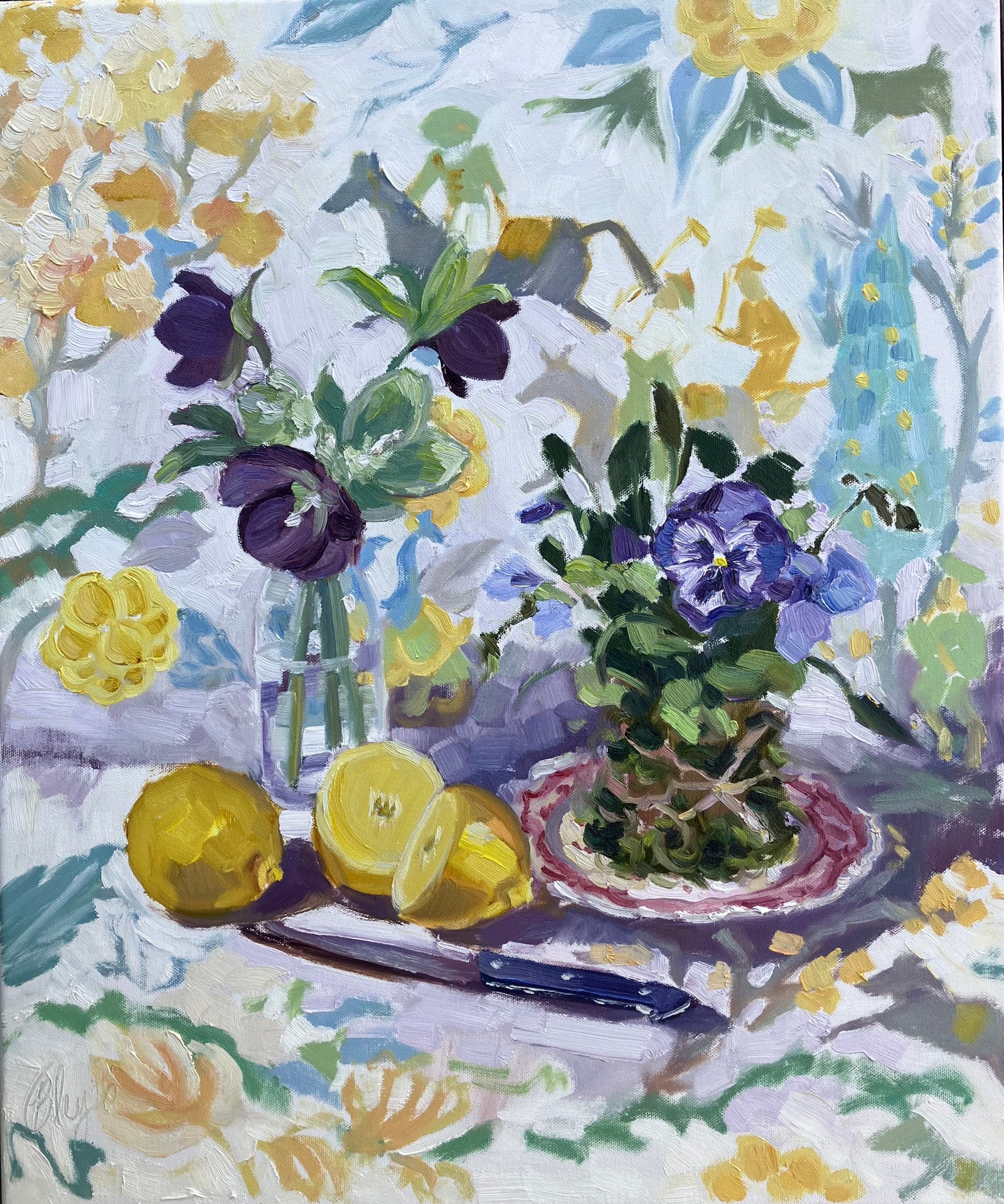 Pansy Kokedama with Persian Lancers