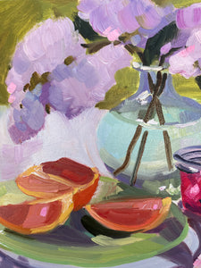 Lilacs with Depression Green Glass