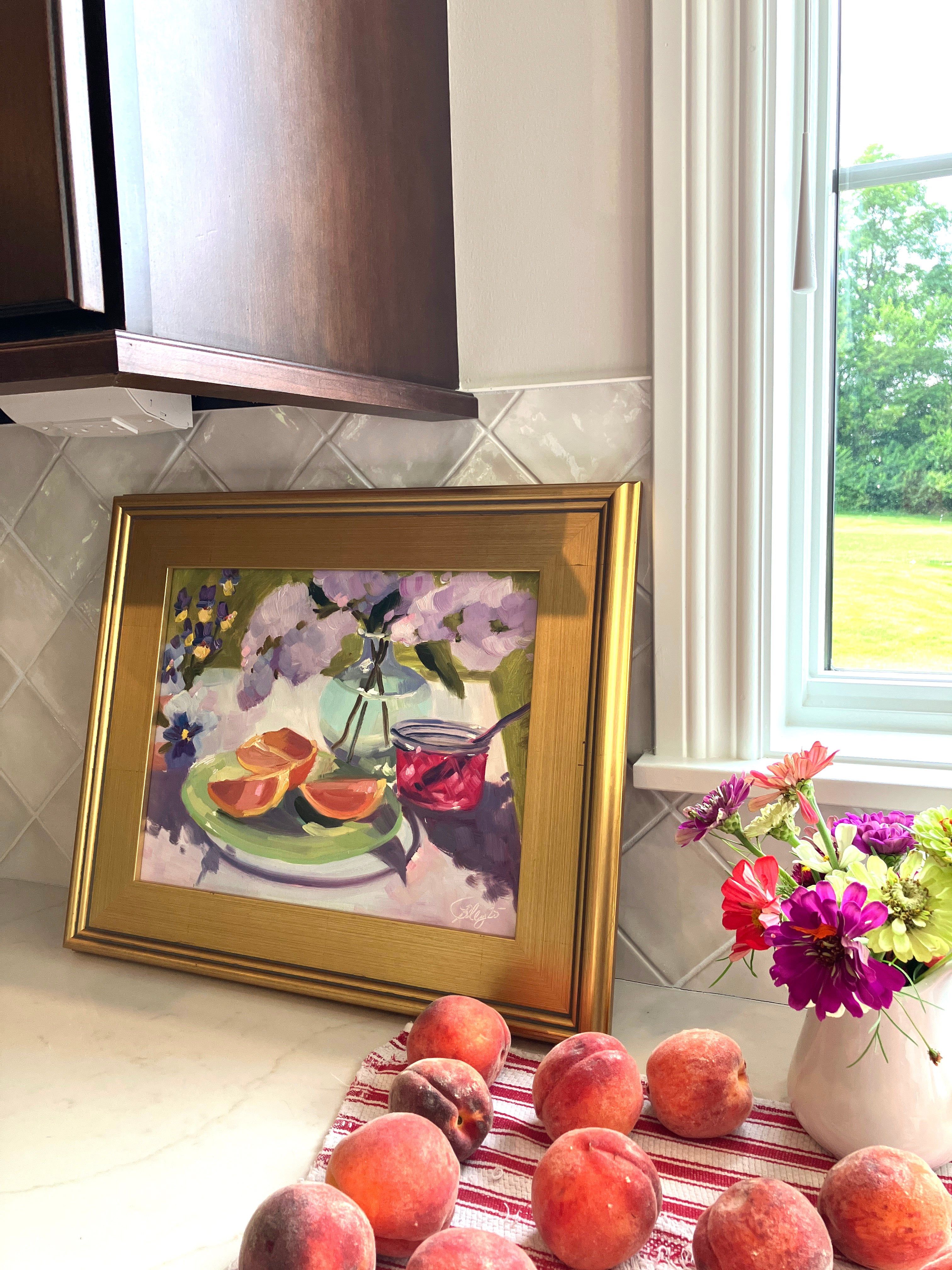 Lilacs with Depression Green Glass