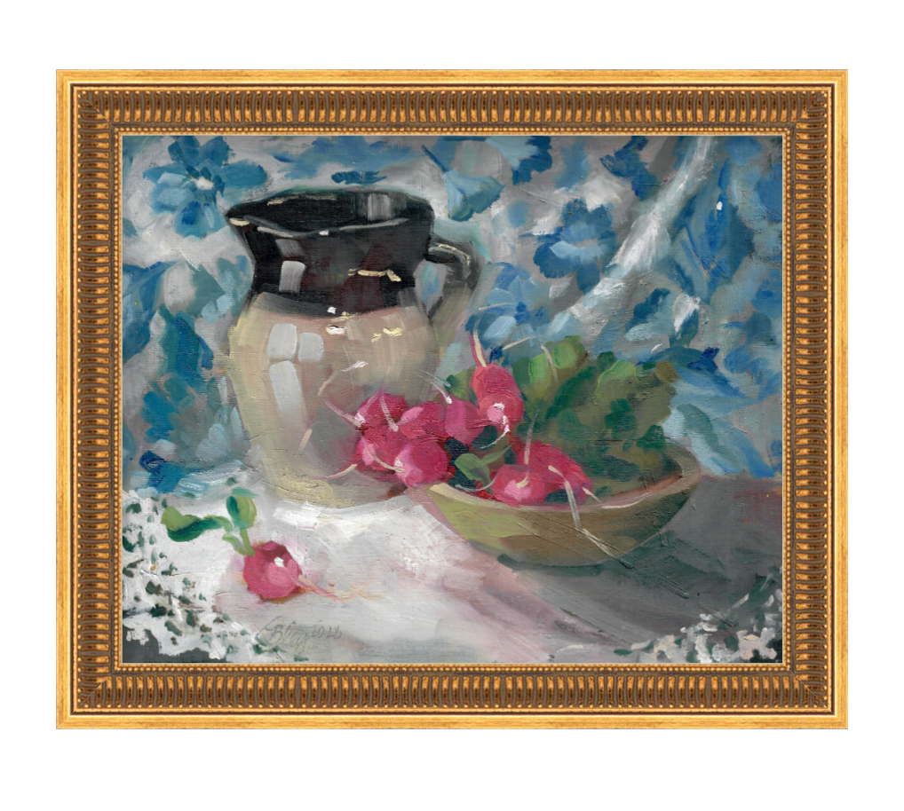 Jug and Radishes Painting Print