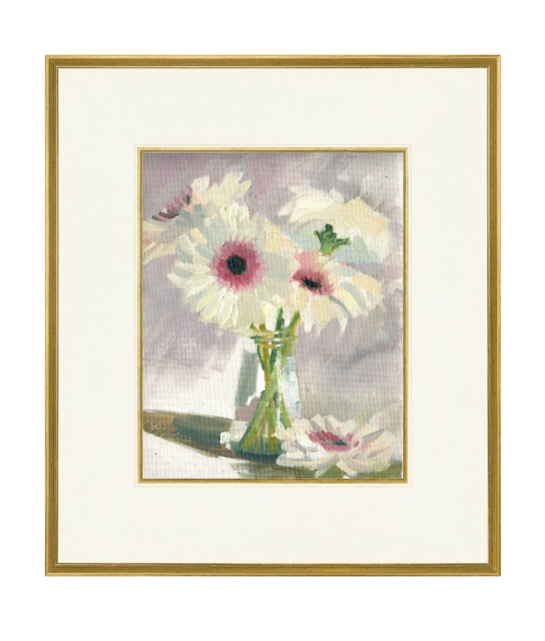 White Gerberas Painting Print