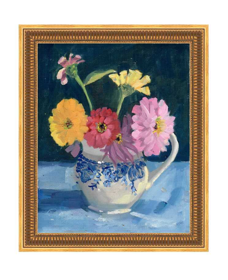 Zinnias Painting Print