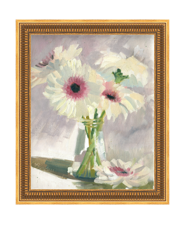 White Gerberas Painting Print