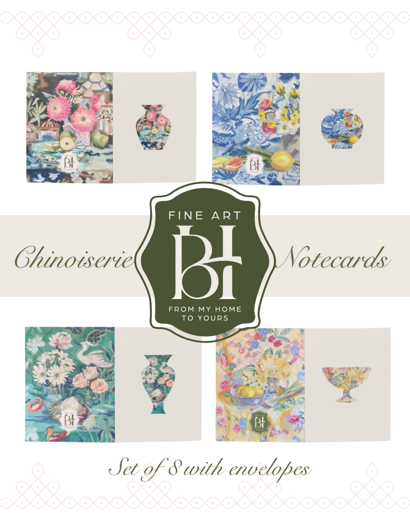 Chinoiserie Vase Notecards - Set of 8