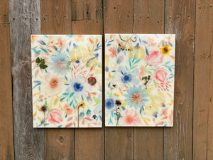 Roses and Sunflowers Original Watercolor and Resin