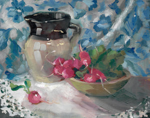 Crock with Radishes Original Oil Painting